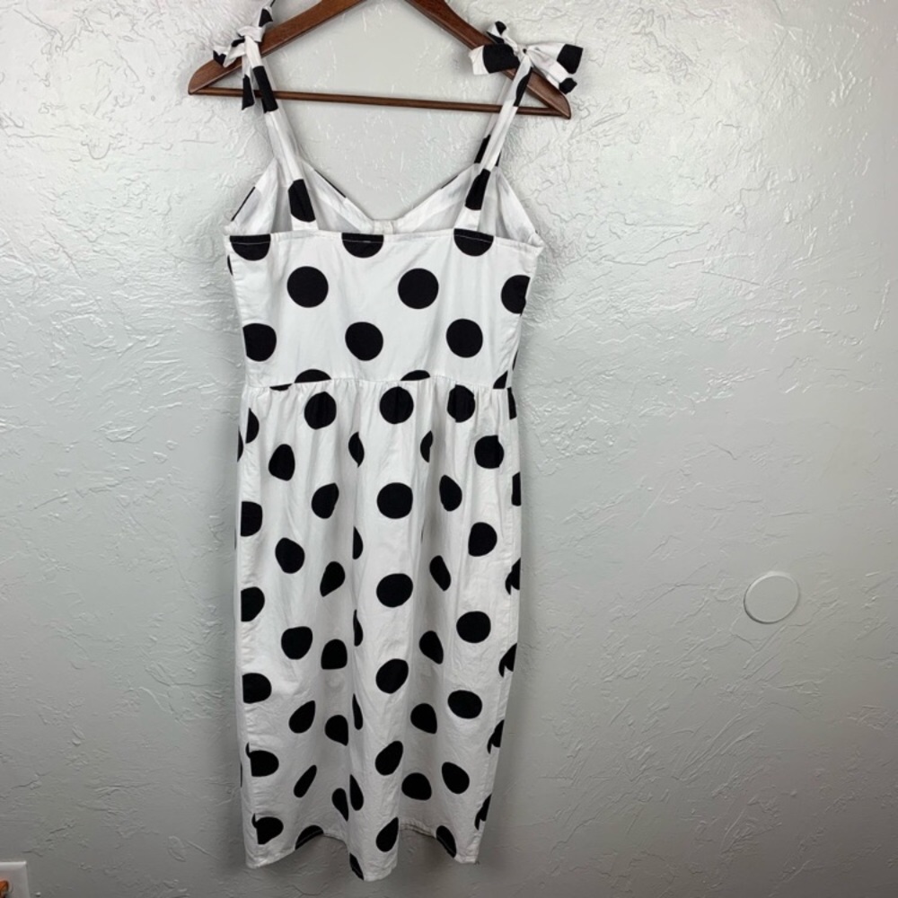 Polka dot bustier midi dress black white spot bows - Picture 9 of 12